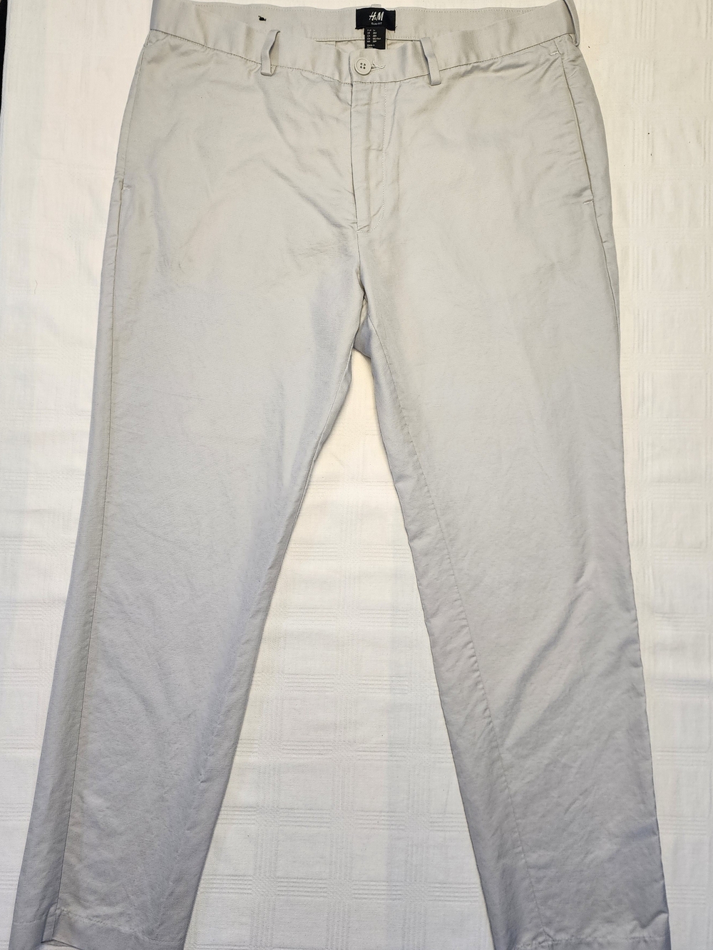 H&M Men's Slim Fit Linen-Cotton Blend Chino Pants Gray Size 38R (EUR 54)